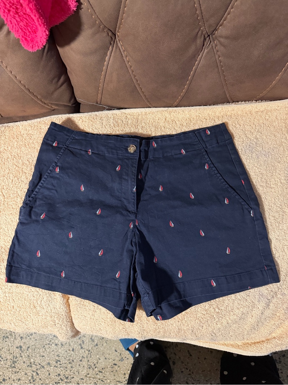 Nautica Navy Shorts with Red & White Sailboat Embroidery